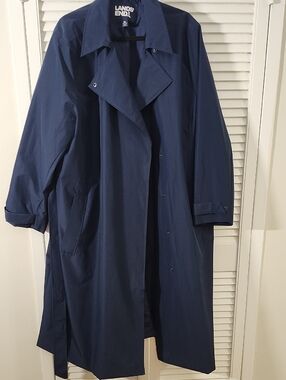 Lands' End Deep Navy Long Trench Raincoat